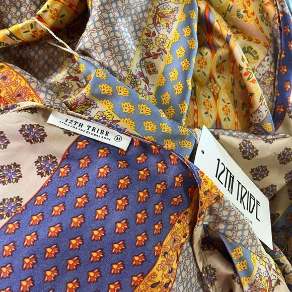 NWT 12th Tribe Silky Short Robe Sleep Bath Cover Up Medium - Picture 9 of 9